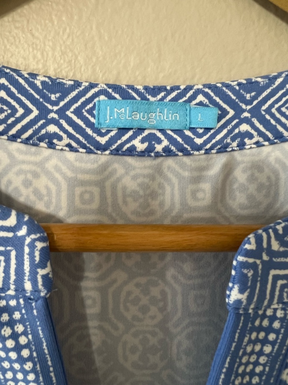 J. McLaughlin Lola Dress Blue Tile Print Sleeveless Shift Dress Large - Picture 5 of 15